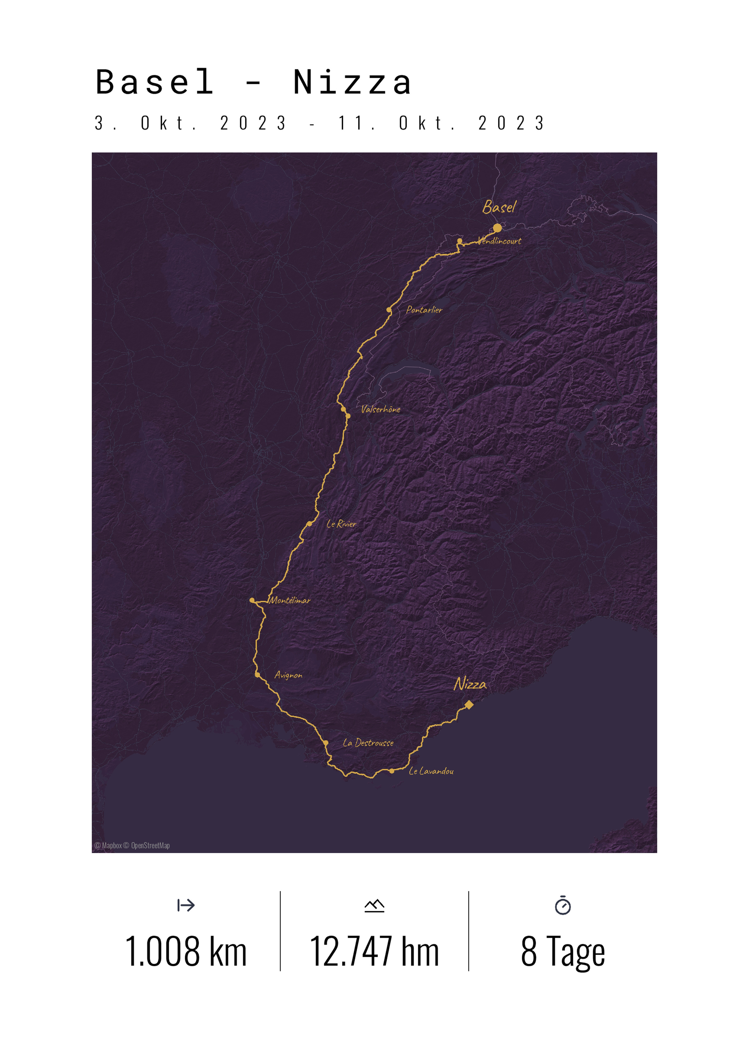 Basel – Nizza Bikepacking Poster