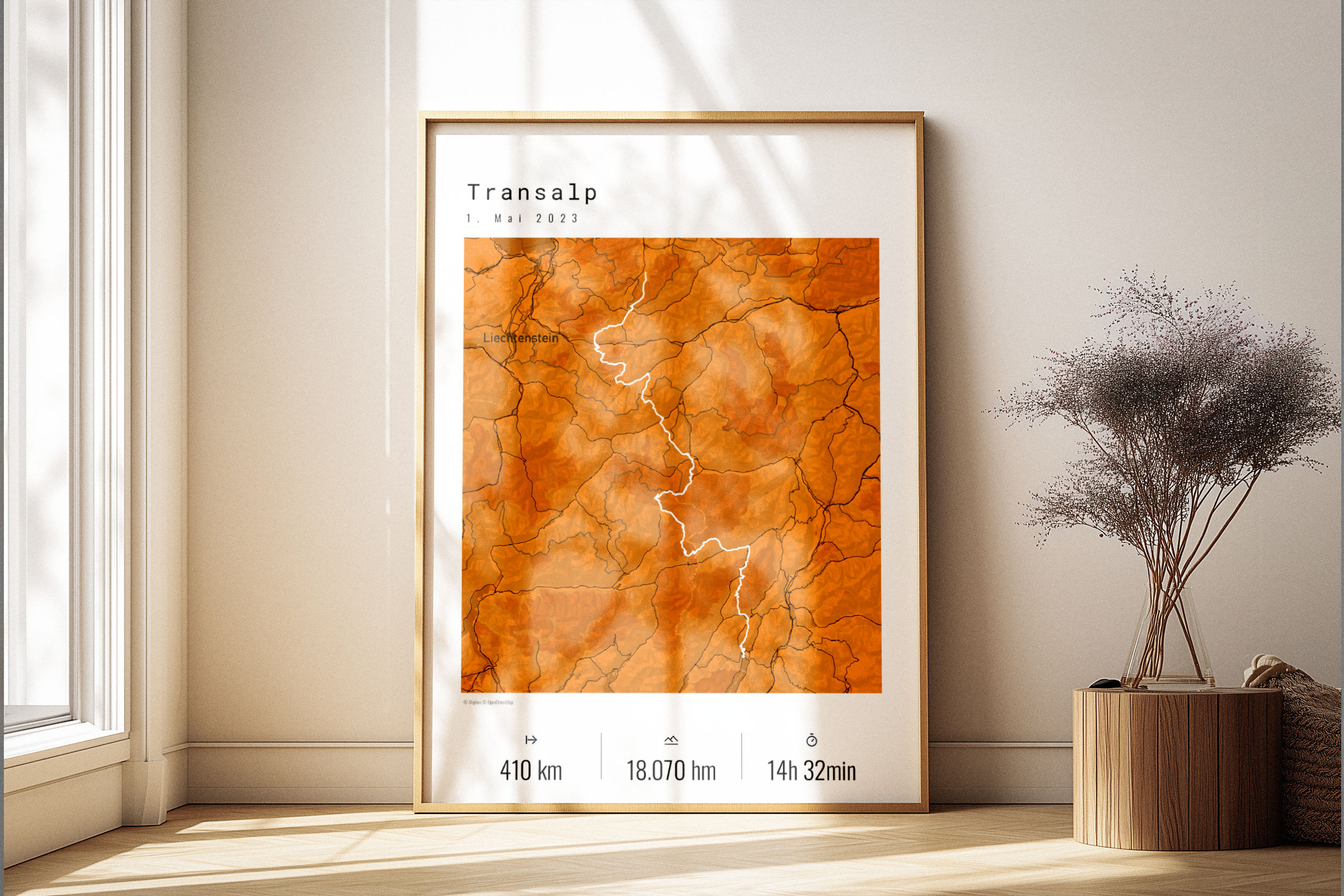 Transalp Poster mit Holzrahmen